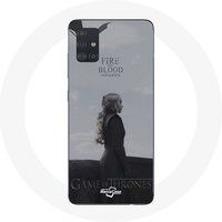 Maniacase Etui voor Samsung Galaxy A51 5G Game of Thrones Seizoen 8 Daenerys Targaryen Vuur en Bloed De IJzeren Troon Grijs Logo