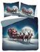 Parure de lit 160x200 en coton, style néerlandais, motif de Noël : Père Noël, traîneau