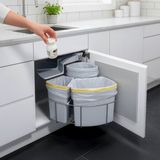 [en.casa] Inbouw prullenbak Kollby 3 bakken 2x12l 1x6l grijs