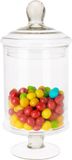 Excellent Houseware Voorraadpot/snoeppot op voet met deksel - glas - 14 x 27 cm