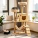 e-seller import services UG Poteau griffoir – 60 x 40 x 130 cm – Avec Maisonnette Et Hamac – Bois, Peluche Et Sisal – Beige Et Brun