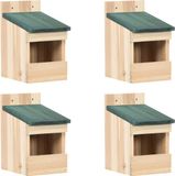 vidaXL Vogelhuisjes 4 stuks 12x16x20 cm Vurenhout Beige
