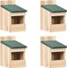 vidaXL Vogelhuisjes 4 stuks 12x16x20 cm Vurenhout Beige