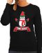 Bellatio Decorations Foute Kersttrui/sweater dames - free hugs - zwart - pinguin L