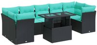 vidaXL 8-delige Dining Loungeset met Kussens Polyrattan Zwart