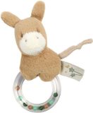 Nattou LouLou Rammelaar Baby Ezel - Bijtring Baby - Baby speelgoed - 15 cm - Licht Karamel