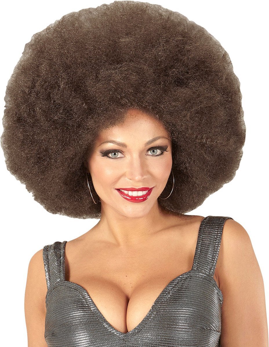 Widmann Pruik Afro Extra Groot Koffie Kleur | One Size