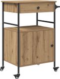 vidaXL Keuken Trolley Artisan Eiken 56 x 43 x 89,5 cm Bewerkt hout