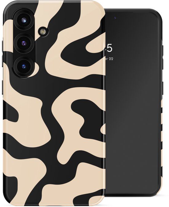 Selencia Hoesje - Geschikt voor Samsung Galaxy S25 - Backcover met Magnetische Ring - Art Wave Black