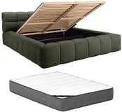 Vente-unique Lit avec rangement tissu vert 180 x 200 cm