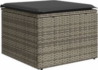 vidaXL Tuinkruk met kussen 55x55x37 cm poly rattan grijs