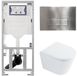 Geberit QeramiQ Dely Toiletset - 36.3x51.7cm - diepspoel - rimless - Geberit UP320 inbouwreservoir - met Burda frame - softclose toilet zitting - 35mm - steel bedieningsplaat - rechthoekige knoppen - glans wit
