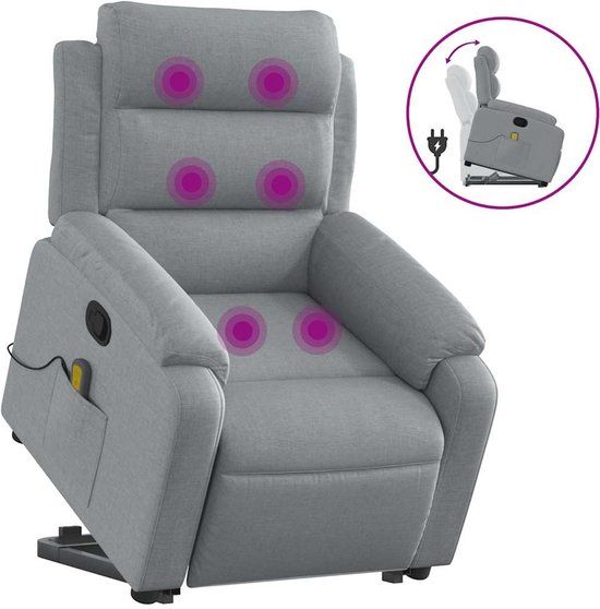 vidaXL Sta-op-massagestoel verstelbaar stof lichtgrijs