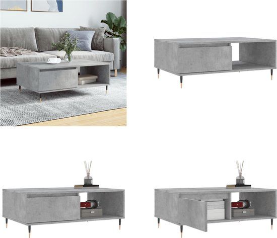 vidaXL Salontafel 90x60x35 cm bewerkt hout betongrijs