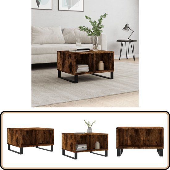 vidaXL Salontafel 60x50x36,5 cm Bewerkt Hout Bruin Eikenkleur