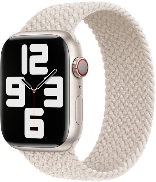 Apple Gevlochten solobandje voor de Apple Watch | 44/45/46/49 mm - Maat 8 - Starlight