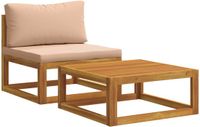 vidaXL Modulaire zetelset met kussens 2-st Massief Acacia Hout Naturel