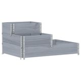 vidaXL Verhoogde plantenbak 3-laags 120x80 cm massief grenenhout grijs