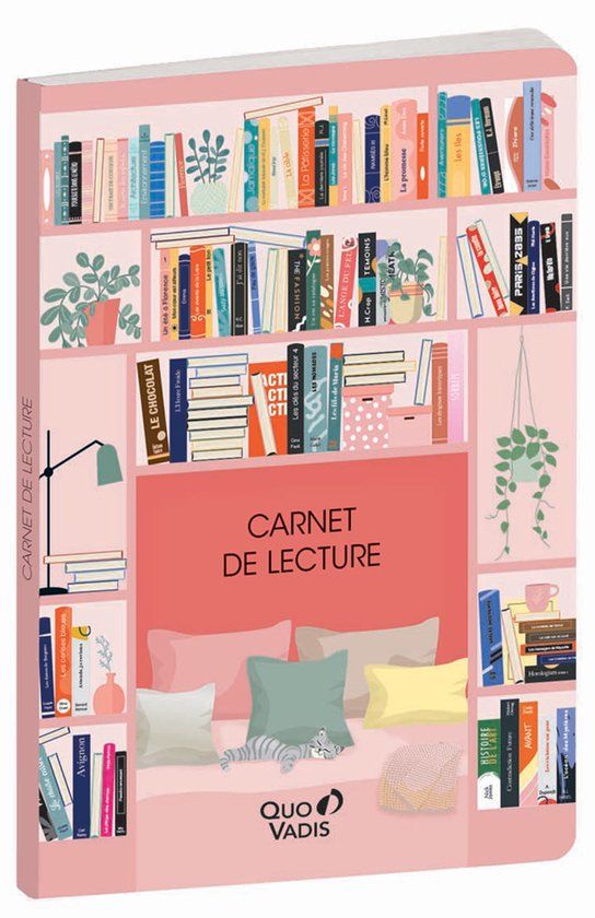 QUO VADIS Leesdagboek, 150 x 210 mm, Bibliotheek, Roze, Hardcover, Genaaid gebonden, Elastiek, Lijn