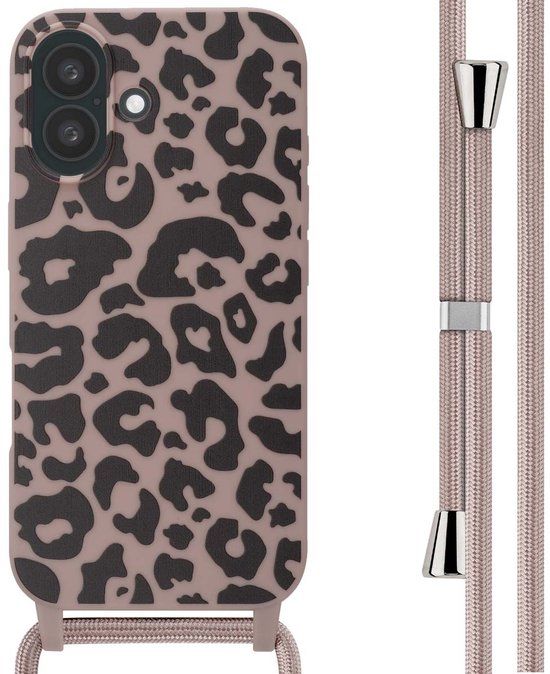 imoshion Hoesje - Geschikt voor Apple iPhone 16 - Siliconen design hoesje met koord - Animal Pink