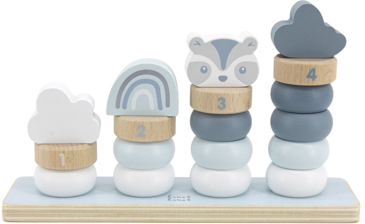 Label-Label Blauw Houten Stapelringen LLWT-25279