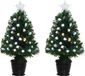 Merkloos / Sans marque Kaemingk B.V. 2x Groene glasvezel kunstkerstbomen 90 cm met knipperende LED lampjes