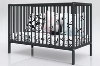 Lettino Babybedje Dominik 120x60 cm met bijtringen, kleur antraciet + matras