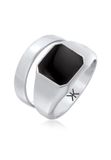 KUZZOI - Ringenset - Mannen - 925 Sterling Zilver - Vierkant - Gepolijst - Zilver
