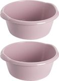 Hega hogar 2x stuks kunststof afwas teiltje/afwasbak rond 25 liter zacht roze