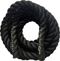 AJ-Sports Battle Rope 12m - Black - Soft Grip - 38mm - 10kg - Fitness Training Rope