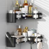 Sans marque Étagère de douche - Acier au carbone - Noir - Moderne - 4 niveaux