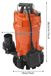 Grundfos Pompe submersible pour eaux usées - NHS550 - 550 W - Capacité : 16 m³/h - Hauteur de refoulement : 15 m - IP68 - Prise conforme à la norme UE - Orange