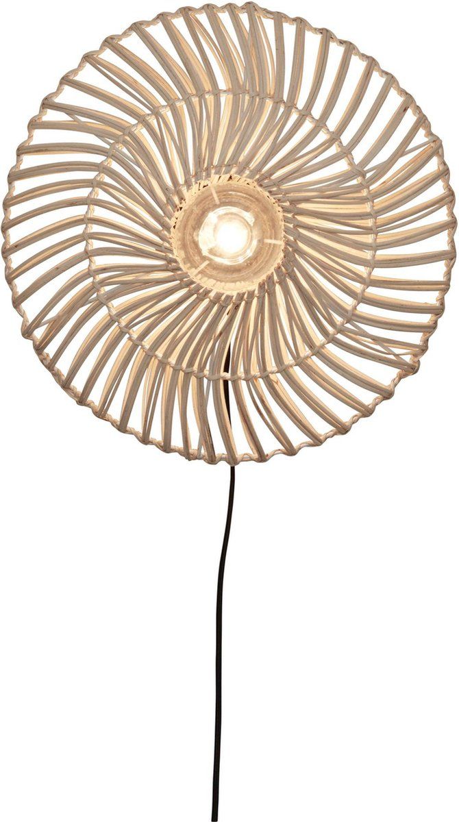 GOOD&MOJO Zanzibar Wandlamp - Rotan Wit - Ø40cm