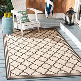Safavieh Trellis tapijt voor binnen en buiten - Beachhouse Collection, laagpolig, in crème en bruine kleur, 122 x 183 cm