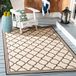 Safavieh Trellis tapijt voor binnen en buiten - Beachhouse Collection, laagpolig, in crème en bruine kleur, 122 x 183 cm