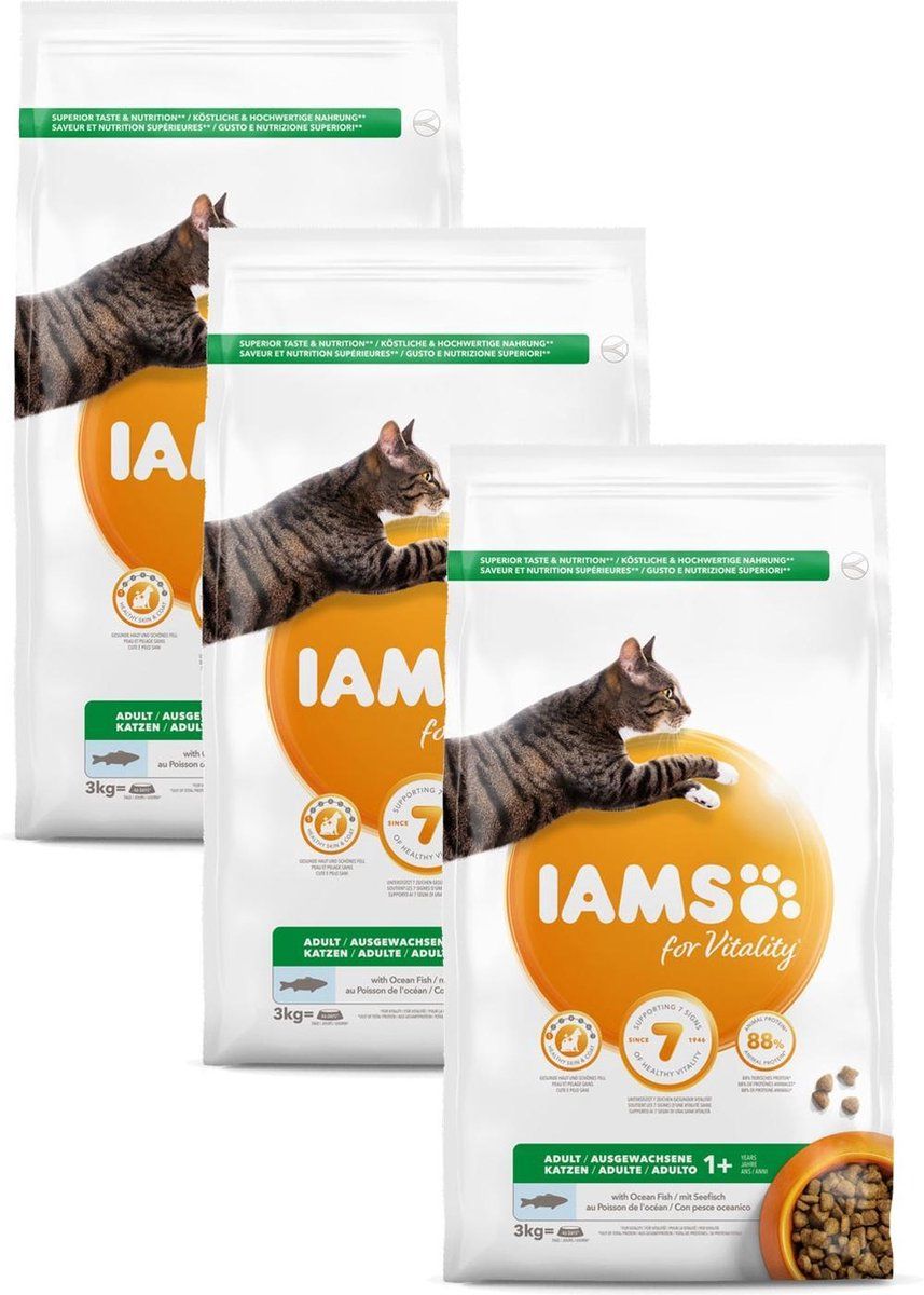 Iams 3x Kat Adult Oceaanvis 3 kg