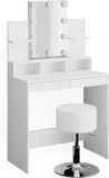 Vicco Kaptafel set met kruk Ania, Wit, 80 cm