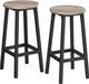 VASAGLE Tabouret de bar - Set van 2 tabourets de bar met massief stalen frame - Hoogte 65 cm - Rond, eenvoudig te monteren - Industriële stijl - Grijs - Zwart
