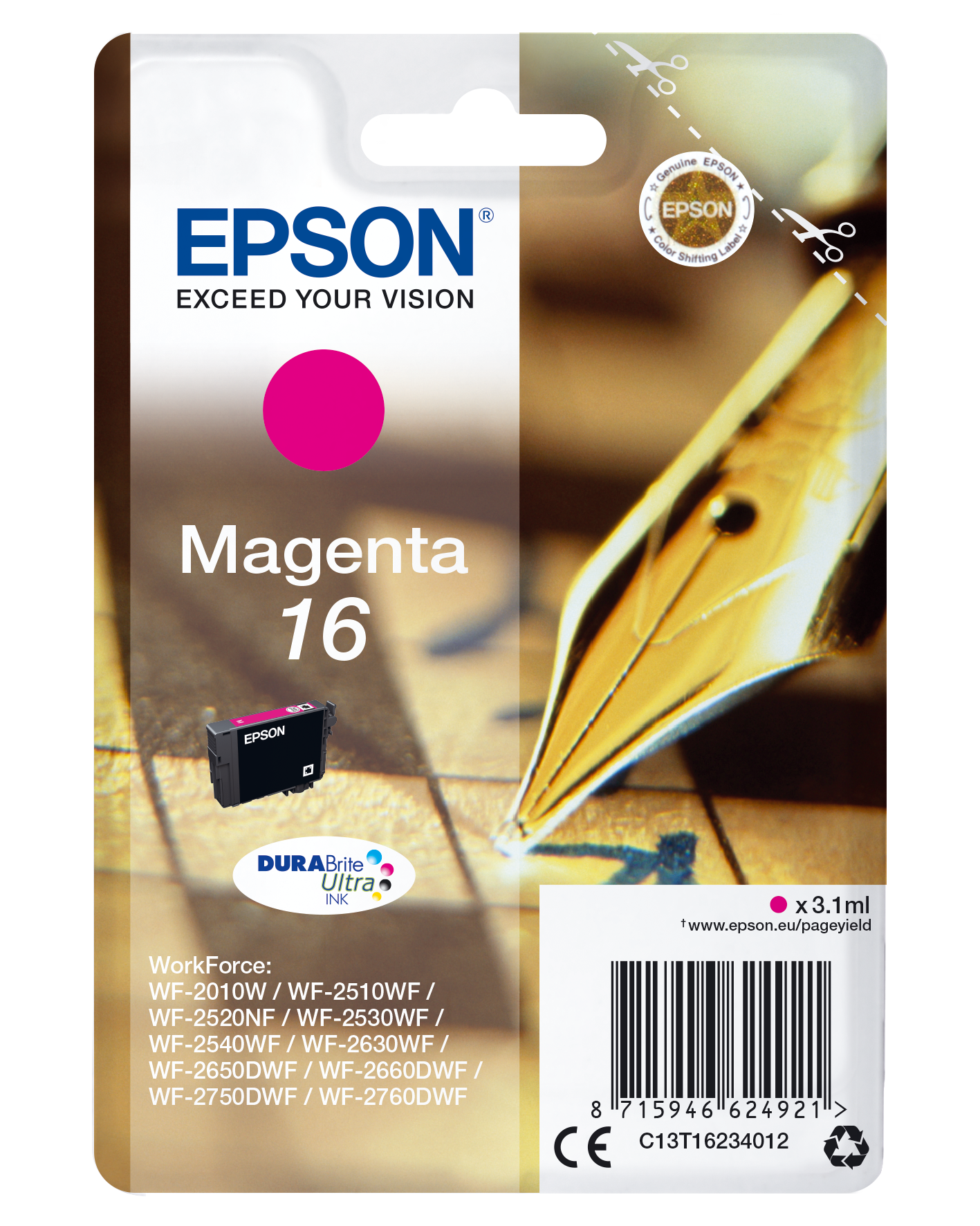 Epson Pen and crossword Singlepack Magenta 16 DURABrite Ultra Ink single pack / magenta