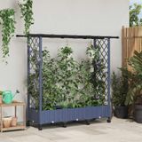 Maison Exclusive - Jardinière surélevée avec treillis et toit, couleur gris, 164 x 40 x 127 cm, en plastique PP