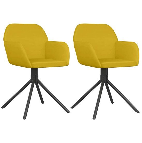vidaXL Eetkamerstoelen draaibaar 2 stuks fluweel geel