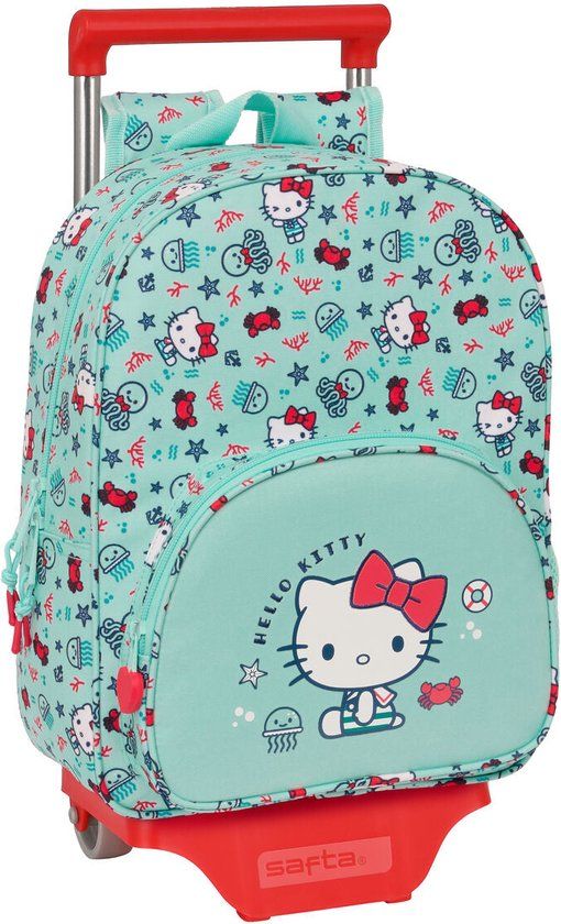 Hello Kitty Sea Lovers School Backpack with Wheels - Turquoise - 15L