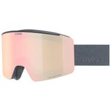 uvex ignite FM, Skibril Unisex-Volwassene, black matt/mirror rose, one size