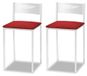 Chaises de cuisine avec dossier, 2 pièces, similicuir, blanc, 35x35x64 cm