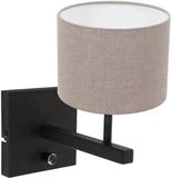 Steinhauer Wandlamp Stang 8172ZW met schakelaar, grijze linnen kap (20 cm), metaal en textiel, modern voor binnen gebruik