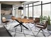 Table de salle à manger en bois d'acacia 240x100x76 laqué naturel / époxy noir, base araignée 2 anthracite mat époxy