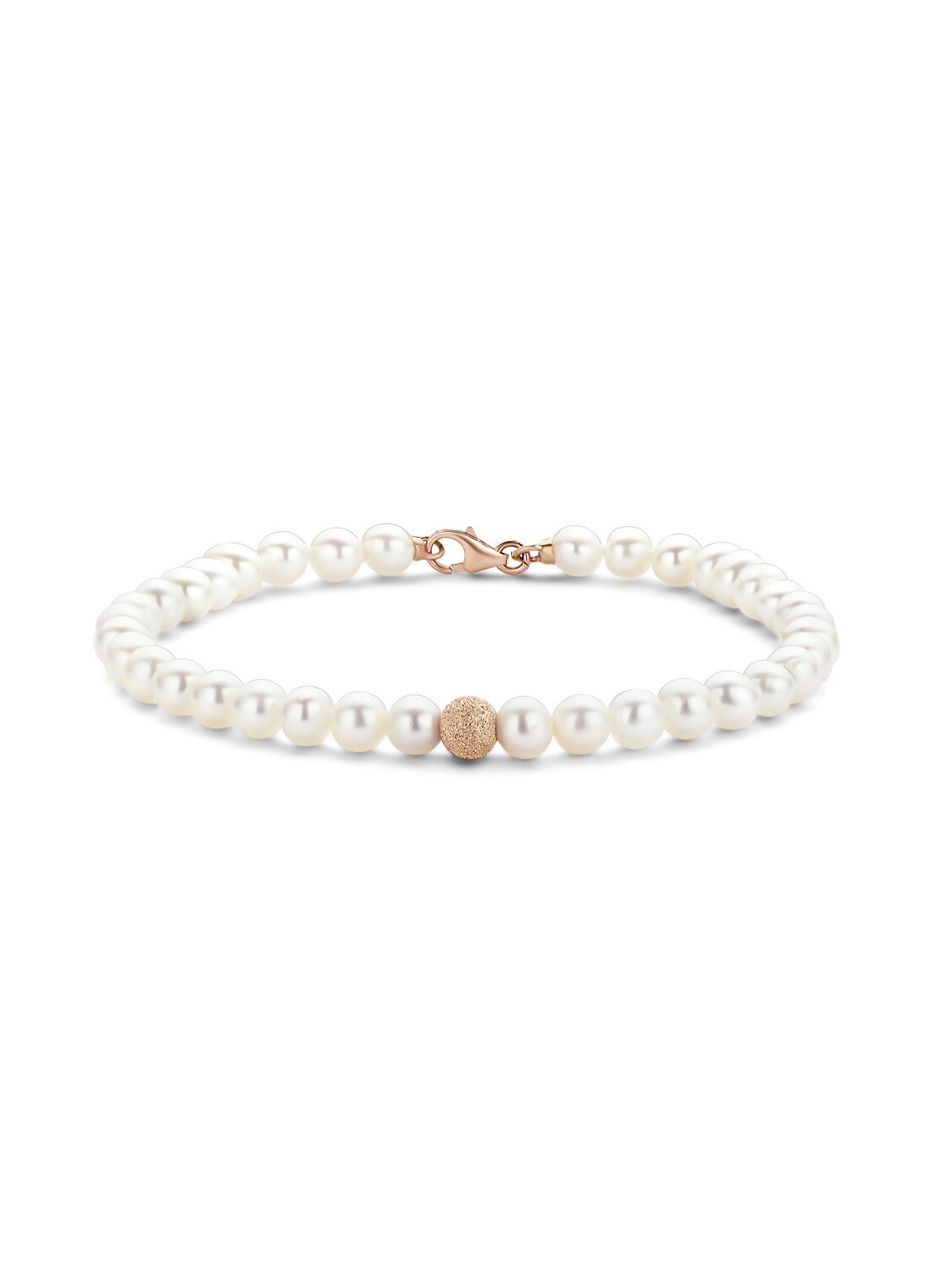 Diamond Point Roségouden armband witte zoetwaterparel Rivièra