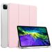 HUEZOE Hoes compatibel met iPad Pro 11 inch, model 2021/2020/2018, zachte TPU transparante achterkant klapstandaard beschermhoes met penhouder, auto slapen/waken, roze