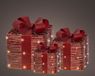 Lumineo Rode LED-cadeauset met timer – 3 stuks kerstdecoratie voor binnen, 30 cm hoog