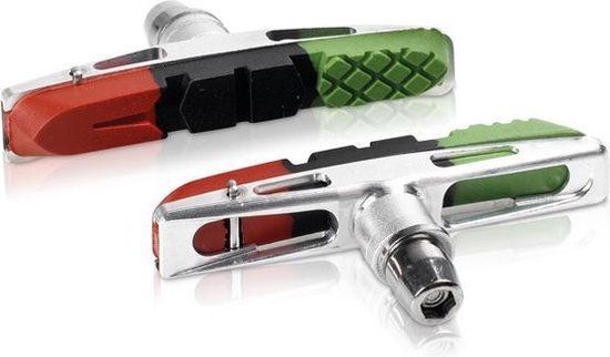 XLC BS-V13 Remblokjes - V Brake - Set van 4 Stuks - 72mm - Rood/Zwart/Groen